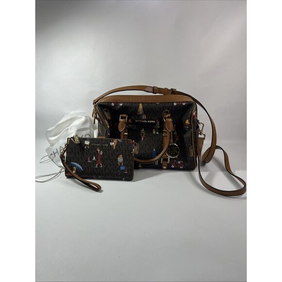 Michael Kors Bedford Signature Girls Travel Medium Duffel Handbag & Wallet & Bag